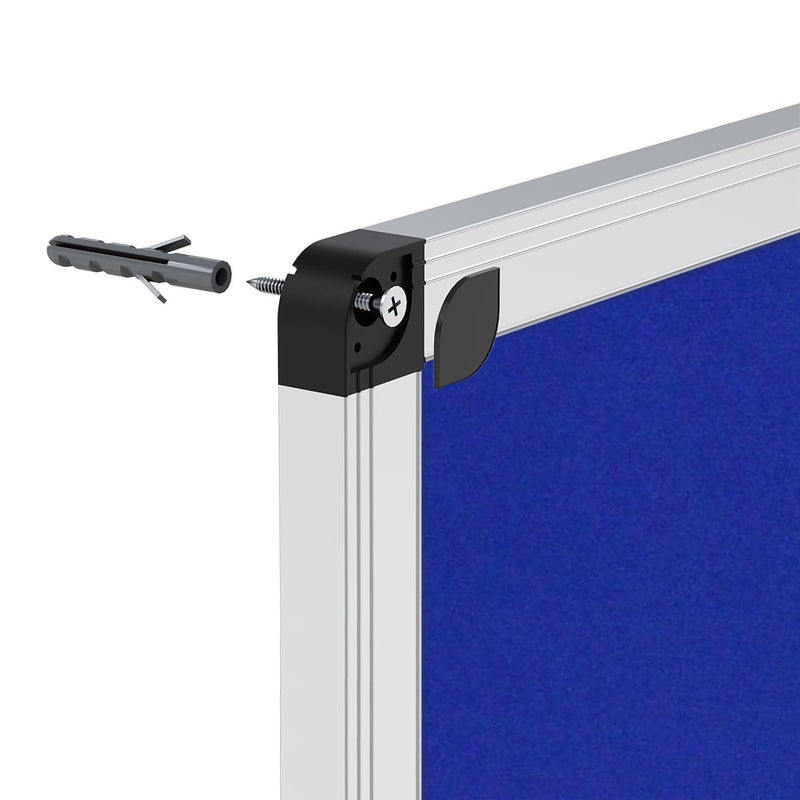 VIZ-PRO لوحة إعلانات VIZ-PRO مصنوعة من الفelt باللون الأزرق، 36 × 24 بوصة، إطار من الألمنيوم الفضي - Image 4